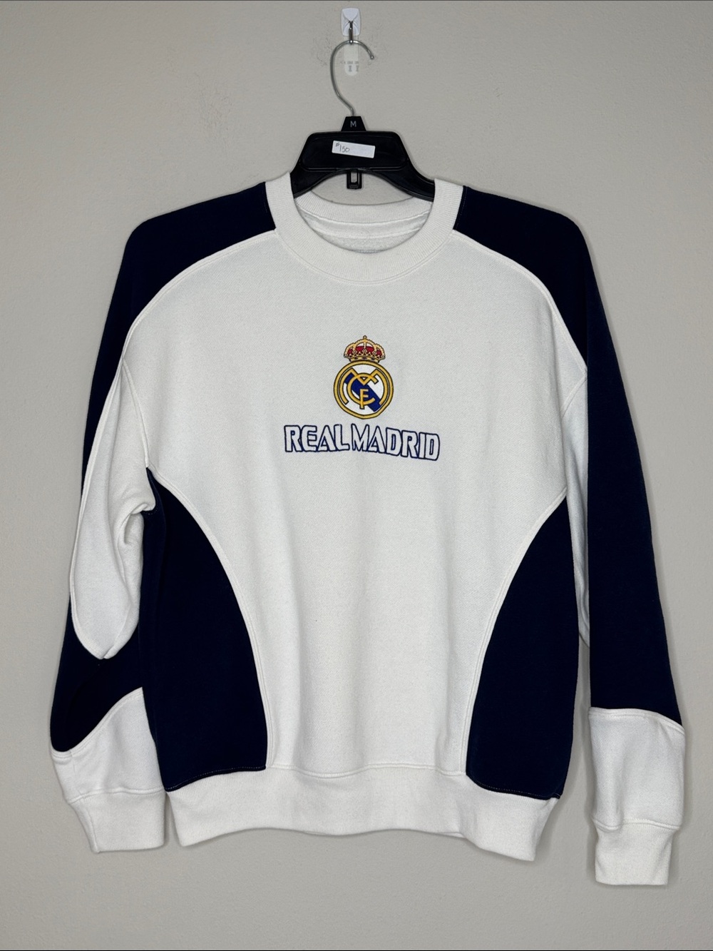 Real Madrid White & Navy Crewneck Sweatshirt S